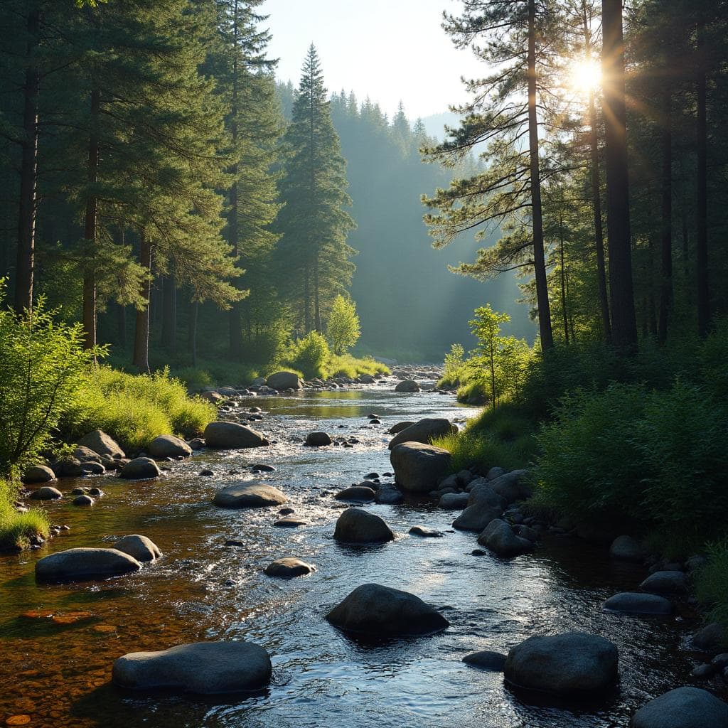 Peaceful forest river in Värmland, Sweden